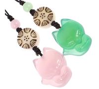 Beatifufu Wunderschöne Grüne Jade Fuchs Anhänger mit Nylonseil aus Leichtem Material 2 Stück als Schlüsselanhänger und Handytaschen Dekoration