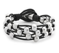 Beau Soleil Jewelry Lederarmband Damen mehrreihig Lederschmuck Schmuck Leder Ibiza Style (Schwarz 22cm)