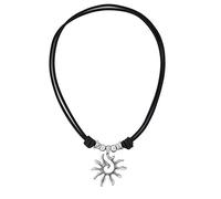 Beau Soleil Jewelry Lederkette Damen Halskette mit Anhänger Sonne längenverstellbar (Schwarz)