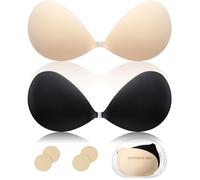 Beaulyn Klebe BH Push Up 2 Paar,Trägerloser Rückenfrei BHS Wiederverwendbare,Unsichtbarer Haut Freundlich Selbstklebend BH für Abendkleid Brautkleid Badeanzug und rückenfreie
