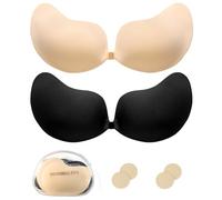 Beaulyn Klebe BH Push Up 2 Paar,Trägerloser Rückenfrei BHS Wiederverwendbare,Unsichtbarer Haut Freundlich Selbstklebend BH für Abendkleid Brautkleid Badeanzug und rückenfreie