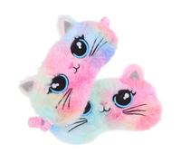 Beaupretty 2 Stk. Plüsch Schlafmaske mit Großäugiger Katzenmotivation Atmungsaktiv Niedlich und Bequem Farbverlauf und Gelb für Mädchen Frauen Reisen und Nickerchen