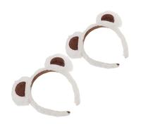 Beaupretty 2 Stück Bärenohren Stirnband Plüsch Make Up Gesichtsstirnband Weiß Einheitsgröße Damen Kinder Halloween Cosplay Haar Accessoire