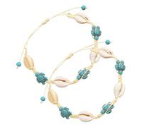 Beaupretty 2 Stück Boho Muschel und Schildkröten Armbänder aus Perlen Flexibel als Fußschmuck und Sommer Strandarmbänder für Strandurlaub