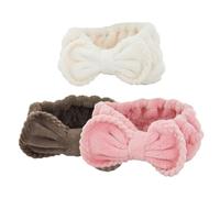 Beaupretty 3 Stück Frauen Stirnbänder aus Weichem Korallenvlies Waschbare Haarbänder für Yoga Fitness und Alltag Schnell Trocknend Elastisch in Rosa Kaffee und Beige Einheitsgröße Bequem und