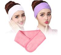 Beaupretty 3 Stück Spa Frottee Stirnband Elastisches Make up Haarband Verstellbar Hautfreundlich Für Gesichtspflege Und Spa Weiß Rosa Violett
