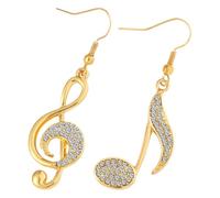Beaupretty Asymmetrische Musiknoten Ohrringe Damen Strass Schmuck mit Hängeelementen Geschenk für Musikliebhaber
