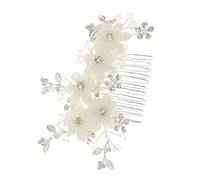 Beaupretty Eleganter Braut Haarkamm mit Weißen Blumen und Goldenen Perlen Seitlicher Schmuck für Frauen Handgefertigtes Hochzeitshaarschmuck accessoire für Braut Brautjungfern und Festliche