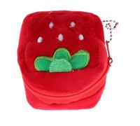 Beaupretty Kawaii Erdbeer Plüsch Münzgeldbörse mit Reißverschluss Kuscheliges Kleiner Portemonnaie für Mädchen Praktisch für Münzen Kabel und Lippenstift Tragbarer Obstbeutel