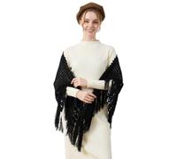 BEAUTELICATE Damen Dreieckstuch Elegant Groß Strickponcho mit Fransen