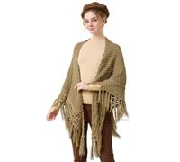 BEAUTELICATE Damen Dreieckstuch Elegant Groß Strickponcho mit Fransen