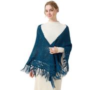 BEAUTELICATE Damen Dreieckstuch Elegant Groß Strickponcho mit Fransen