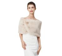 BEAUTELICATE Damen Kunstpelz Schal Brautstola Kunstfell Stola Brautschal für Abendkleid Winter Hochzeit Festlich Braut,Champagner