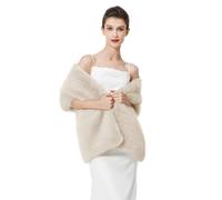 BEAUTELICATE Damen Kunstpelz Stola Schal Warp Brautjacke Kunstfell Brautschal Brautstola für Braut Abendkleid Winter Hochzeit Festlich (Beige, Einheitsgröße)