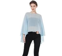 BEAUTELICATE Damen Stola Schal Chiffon Umhang Cape Elegant Für Hochzeit Brautkleid Abendkleid Festlich Ballkleid Strandkleid (Kurzer Stil - Ice Blue, Einheitsgröße)