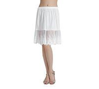 BEAUTELICATE Damen Unterrock 100% Baumwolle Vintage Kurz Halbrock Mit Spitze Stickerei Knielang Dirndl Petticoat Ivory Schwarz