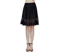 BEAUTELICATE Damen Unterrock 100% Baumwolle Vintage Kurz Halbrock Mit Spitze Stickerei Knielang Dirndl Petticoat, Schwarz, S Für EUR (34-38)-55cm Länge