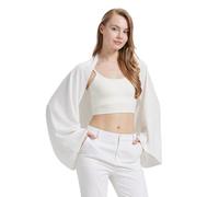 BEAUTELICATE Dicker Chiffon Stola Damen Festlich Elegante Schal mit Ärmel Bolero Cardigan Brautjackefür Abendkleid Hochzeit Sommer Frühling, Elfenbein