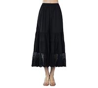 BEAUTELICATE Hosen Unterröcke Damen Baumwolle Culottes Hosen Anti-Static Viktorianisch Hosenrock 7/8 Schlafhose Pyjamahose Sommer mit Spitze (Schwarz, XL)