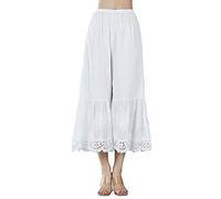 BEAUTELICATE Hosenunterrock Damen Baumwolle Anti-Static Viktorianische Culottes Hosen Unterrock Locker 3/4 Pumphose Schlafhose von Spitze Elastischer Bund für Cosplay Karneval (Elfenbein, S)