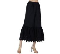 BEAUTELICATE Hosenunterrocke Damen Baumwolle Pumphose Viktorianisch Anti-Static 3/4 Culottes Hosen Schlafhose Pyjamahose von Bestickte Spitze (Schwarz,L)