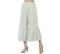 BEAUTELICATE Hosenunterrocke Damen Baumwolle Pumphose Viktorianisch Anti-Static 3/4 Culottes Hosen Schlafhose Pyjamahose von Bestickte Spitze (Beige, XL)
