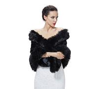 BEAUTELICATE Kunstpelz Schal Stola Bolero Damen für Winter Hochzeit Pelz Wrap Bolero Abendkleid Braut Brautschal Brautstola Schwarz Weiß Beige