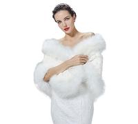 BEAUTELICATE Kunstpelz Schal Stola Bolero Damen für Winter Hochzeit Pelz Wrap Bolero Abendkleid Braut Brautschal Brautstola Schwarz Weiß Beige