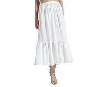 BEAUTELICATE Unterrock Damen 100% Baumwolle Vintage Petticoat Unterrock Lang Kurz Halbrock mit Spitze Stickerei Dirndl Petticoat Ivory Schwarz 70cm 80cm
