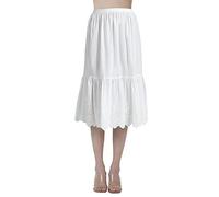 BEAUTELICATE Unterrock Damen 100% Baumwolle Vintage Petticoat Unterrock Lang Kurz Halbrock mit Spitze Stickerei Dirndl Petticoat Ivory Schwarz 70cm 80cm