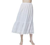 BEAUTELICATE Unterrock Damen 100% Baumwolle Vintage Petticoat Unterrock Lang Kurz Halbrock mit Spitze Stickerei Dirndl Petticoat Ivory Schwarz 70cm 80cm