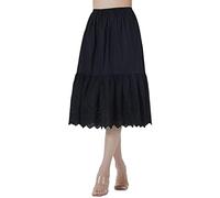 BEAUTELICATE Unterrock Damen 100% Baumwolle Vintage Petticoat Unterrock Lang Kurz Halbrock mit Spitze Stickerei Dirndl Petticoat Ivory Schwarz 70cm 80cm