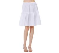 BEAUTELICATE Unterrock Damen Baumwolle Petticoat Unterrock Kurz Lang mit Rüschenrand Unterkleid Halbrock Antistatisch für Dirndl Durchsichtiges Kleid,Weiß - 55cm,XXL