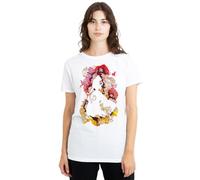 Beauty and the Beast Belle Flower Silhouette Ladies T Shirt, White, X-Large