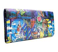 Beauty and the Beast Buntglas-Rosen-Montage Geldbörse/Portemonnaie mit Dreifach-Faltung, Münzfach & Kartenhalter, Blau