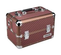 Beauty Case Kosmetikkoffer - Schmuckkoffer Toffee dots in metallic - Tragegurt - 2 Schlüssel - Toffee Dots M Braun