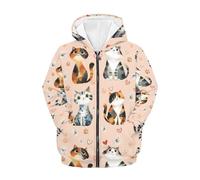 Beauty Collector Cat Paw Daisy Pink Hoodies for Girls Zip Up Long Sleeve Hoodie with Pockets