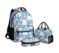 Beauty Collector Mädchen-Rucksack mit Lunchbox, 3-teiliges Kinderrucksack-Set für Schule, Büchertasche, Eisbär Snow Aqua, Tagesrucksack