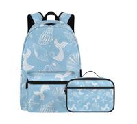 Beauty Collector Mädchen-Rucksack-Set, Schulrucksack für Mädchen, mit Lunchbox-Tasche, Conch Seestern Meerjungfrau Aqua, Tagesrucksack
