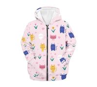 Beauty Collector Pink Cartoon Cats Kids Cute Girls Hoodies Zip Up Hooded Sweatshirt Size 6-16 Y