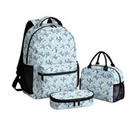 Beauty Collector Rucksack für Mädchen, 3 Stück, Jungen, Rucksack für die Schule, mit Lunchtasche, Federmäppchen, Shark Love Aqua, Tagesrucksack