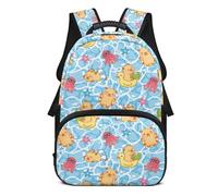 Beauty Collector Rucksack für Mädchen, Kinder, Schultasche mit verstellbaren Schultergurten, Capybara Octopus Seestern Aqua, Tagesrucksack