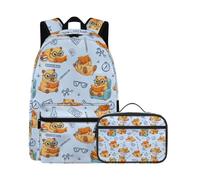 Beauty Collector Rucksack für Schule, Kinder, niedliches Rucksack-Set mit Lunchtasche, Capybara Experimentieruhr Aqua, Tagesrucksack