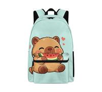 Beauty Collector Schulrucksäcke für Kinder, Reise-Büchertasche für Studenten, Kinder, 43,2 cm, Capybara Love Watermelon Aqua, Tagesrucksack