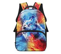 Beauty Collector Wolf Blue Red Fire Backpack for Boys Girls 17" School Bag Students Travel Bookbag