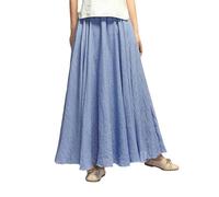 Beautyhis Böhmischer Baumwoll-Leinenrock für Damen, Sommer-Leinen-Maxirock, elastische Taille, A-Linie, fließende Maxiröcke, Light Denim, 40