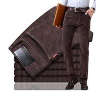 Beautyhis Herren-Cordhose, klassische Passform, gerade, Stretch, Business-Hose mit Taschen, coffee, W29