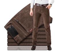 Beautyhis Herren-Cordhose, klassische Passform, gerade, Stretch, Business-Hose mit Taschen, dunkles kaki, 48