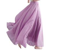 BEAUTYLAST Böhmischer Baumwoll-Leinen-Rock für Damen, elastische Taille, lang, fließend, lässig, Maxirock für Sommer, Strandurlaub (lila-rot, 95 cm lang), violett