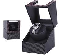 BeautySay ABC Uhrenbeweger Automatik Uhrenbeweger für 1 Uhr, Automatisch drehende Uhrenbox für Automatikuhren, Leiser Motor, Batteriebetrieb oder Adapter Netzgerät (Kohlenstoff Schwarz)